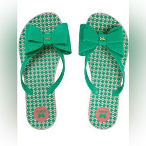 Zaxy Green Bow Flip Flops Size 7